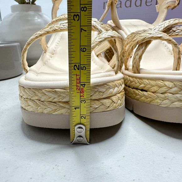 Madden Girl Vault Raffia Wedge Espadrille Sandals Cream Women's 8.5M Cushioned - Picture 7 of 13